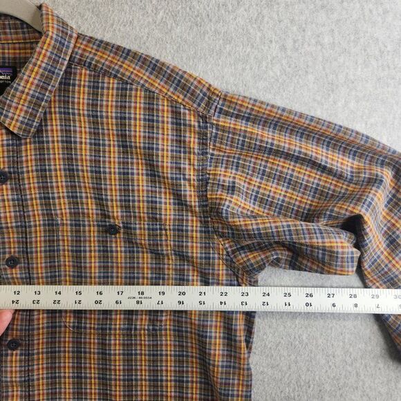 Patagonia Shirt Mens L Yellow Plaid Organic Cotton Flannel Pockets Outdoor Cabin - Picture 9 of 16